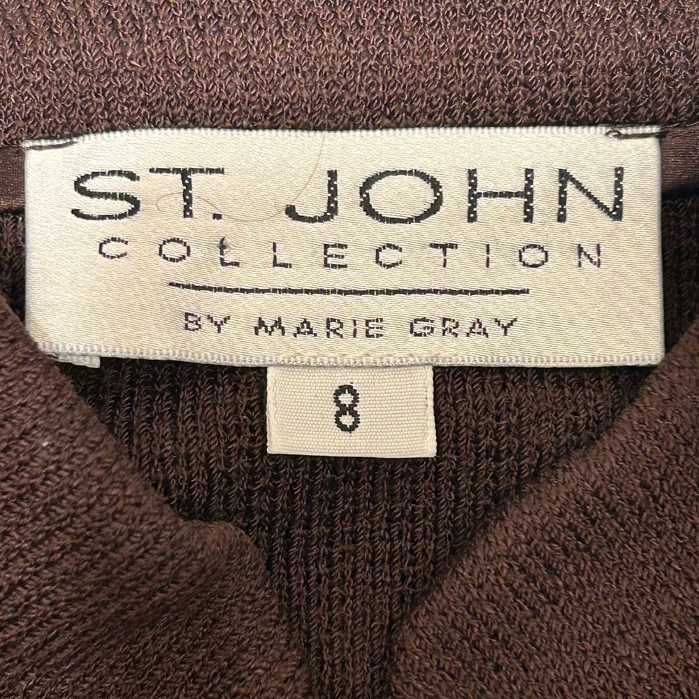 ST. JOHN collection by Marie Gray.Dark chocolate Dress with Gold Accents size 8 - Picture 11 of 13